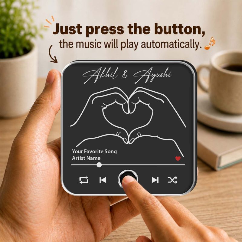 Spotify Style Musical Fridge Magnet with Custom Names & Favorite Song Rechargeable Music Player Gift for Loveable Person & Long Distance Relationship
